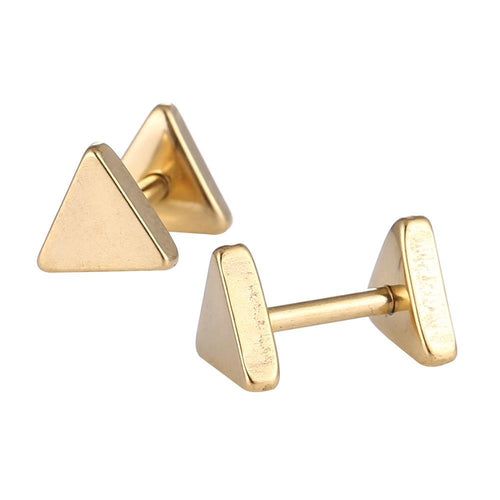 Fake Piercing Edelstahl Schraubverschluss Expander goldfarben Dreiecke 6 mm - chic - net.de