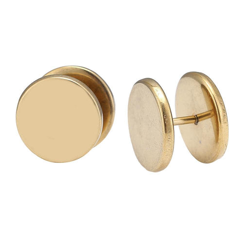 Fake Piercing Edelstahl Schraubverschluss Expander goldfarben Runde Platten 8 mm - chic - net.de