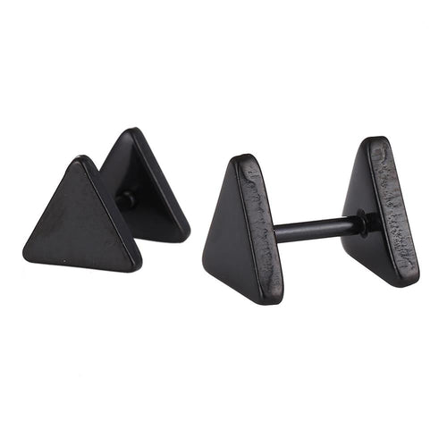 Fake Piercing Edelstahl Schraubverschluss Expander schwarz Dreieckige Platten 8 mm - chic - net.de