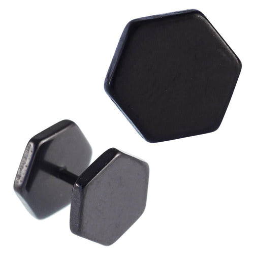 Fake Piercing Edelstahl Schraubverschluss Expander schwarz Fünfeck 10 mm - chic - net.de