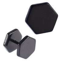 Cargar imagen en el visor de la galería, Fake Piercing Edelstahl Schraubverschluss Expander schwarz Fünfeck 10 mm - chic - net.de
