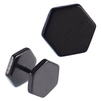 Cargar imagen en el visor de la galería, Fake Piercing Edelstahl Schraubverschluss Expander schwarz Fünfeck 10 mm - chic - net.de
