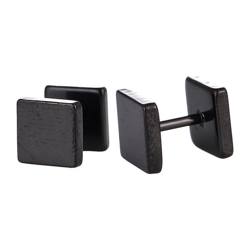 Fake Piercing Edelstahl Schraubverschluss Expander schwarz große Quadrate 7 mm - chic - net.de