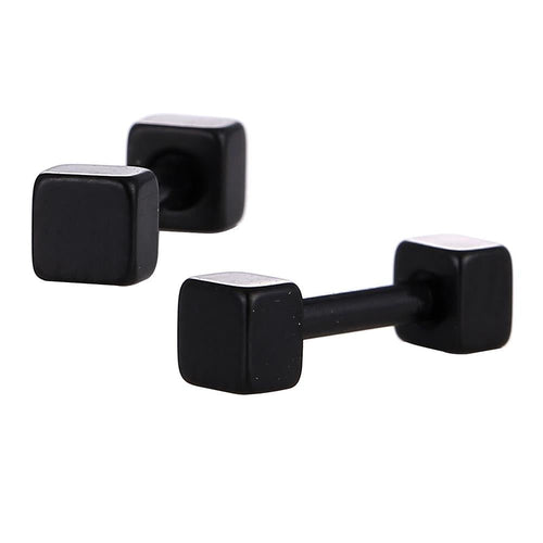 Fake Piercing Edelstahl Schraubverschluss Expander schwarz Quadratische Platten 3 mm - chic - net.de