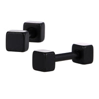 Load image into Gallery viewer, Fake Piercing Edelstahl Schraubverschluss Expander schwarz Quadratische Platten 3 mm - chic - net.de
