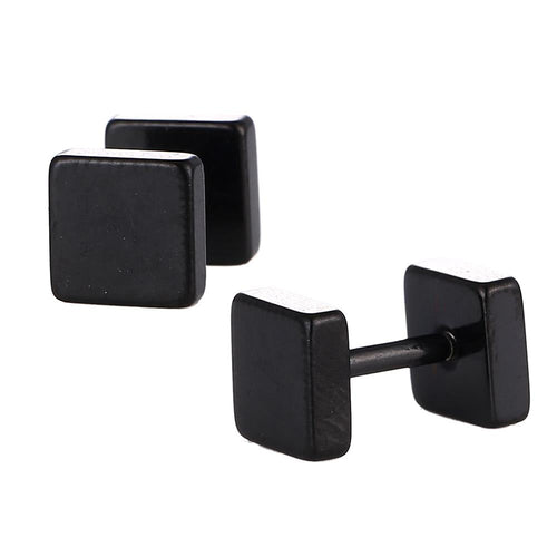 Fake Piercing Edelstahl Schraubverschluss Expander schwarz Quadratische Platten 6 mm - chic - net.de
