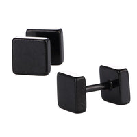 Load image into Gallery viewer, Fake Piercing Edelstahl Schraubverschluss Expander schwarz Quadratische Platten 6 mm - chic - net.de
