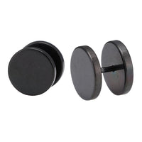 Load image into Gallery viewer, Fake Piercing Edelstahl Schraubverschluss Expander schwarz Runde Platten 10 mm - chic - net.de
