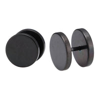 Load image into Gallery viewer, Fake Piercing Edelstahl Schraubverschluss Expander schwarz Runde Platten 10 mm - chic - net.de
