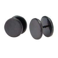 Cargar imagen en el visor de la galería, Fake Piercing Edelstahl Schraubverschluss Expander schwarz Runde Platten 14 mm - chic - net.de
