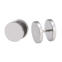 Load image into Gallery viewer, Fake Piercing Edelstahl Schraubverschluss Expander silber Farben Runde Platten 14 mm - chic - net.de
