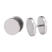 Load image into Gallery viewer, Fake Piercing Edelstahl Schraubverschluss Expander silber Farben Runde Platten 14 mm - chic - net.de
