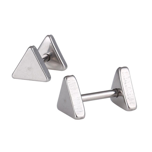 Fake Piercing Edelstahl Schraubverschluss Expander silberfarben Dreieckige Platten 6 mm - chic - net.de