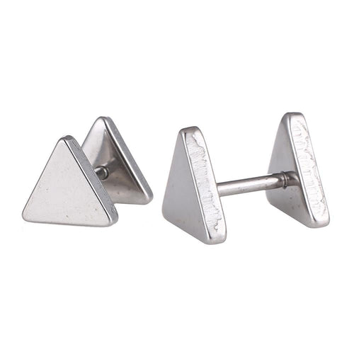 Fake Piercing Edelstahl Schraubverschluss Expander silberfarben Dreieckige Platten 9 mm - chic - net.de