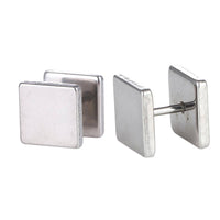 Load image into Gallery viewer, Fake Piercing Edelstahl Schraubverschluss Expander silberfarben Quadratische Platten 11 mm - chic - net.de
