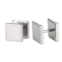 Load image into Gallery viewer, Fake Piercing Edelstahl Schraubverschluss Expander silberfarben Quadratische Platten 11 mm - chic - net.de
