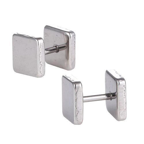 Fake Piercing Edelstahl Schraubverschluss Expander silberfarben Quadratische Platten 7 mm - chic - net.de