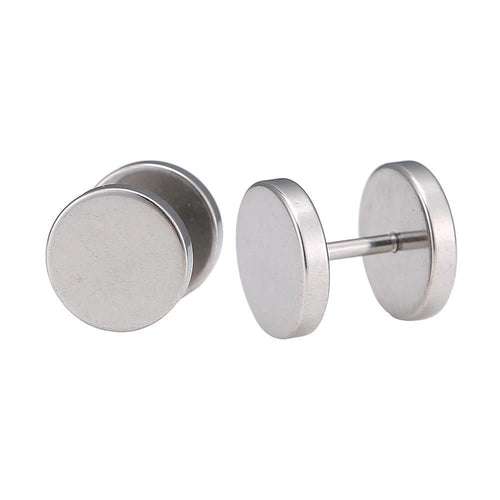 Fake Piercing Edelstahl Schraubverschluss Expander silberfarben Runde Platten 12 mm - chic - net.de