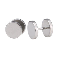 Load image into Gallery viewer, Fake Piercing Edelstahl Schraubverschluss Expander silberfarben Runde Platten 12 mm - chic - net.de
