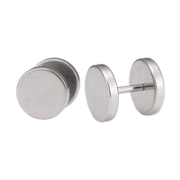 Load image into Gallery viewer, Fake Piercing Edelstahl Schraubverschluss Expander silberfarben Runde Platten 12 mm - chic - net.de
