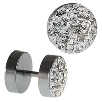 Cargar imagen en el visor de la galería, Fake Piercing Edelstahl weiß schimmernde Mini Zirkonia Steine 10 mm - chic - net.de
