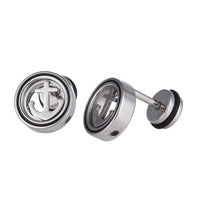 Cargar imagen en el visor de la galería, Fake Piercing Expander Anker im Kreis silberfarben Schraubverschluss Edelstahl - chic - net.de

