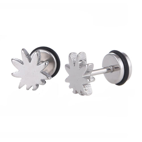 Fake Piercing Expander Blatt silberfarben Schraubverschluss Edelstahl - chic - net.de