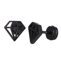 Load image into Gallery viewer, Fake Piercing Expander Diamanten Form schwarz Schraubverschluss Edelstahl - chic - net.de
