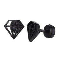 Load image into Gallery viewer, Fake Piercing Expander Diamanten Form schwarz Schraubverschluss Edelstahl - chic - net.de
