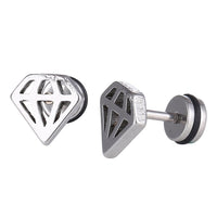 Load image into Gallery viewer, Fake Piercing Expander Diamanten Form silberfarben Schraubverschluss Edelstahl - chic - net.de
