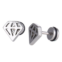 Load image into Gallery viewer, Fake Piercing Expander Diamanten Form silberfarben Schraubverschluss Edelstahl - chic - net.de
