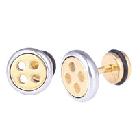 Load image into Gallery viewer, Fake Piercing Expander gold Farben Knopf silber Edelstahl Schaubverschluss - chic - net.de
