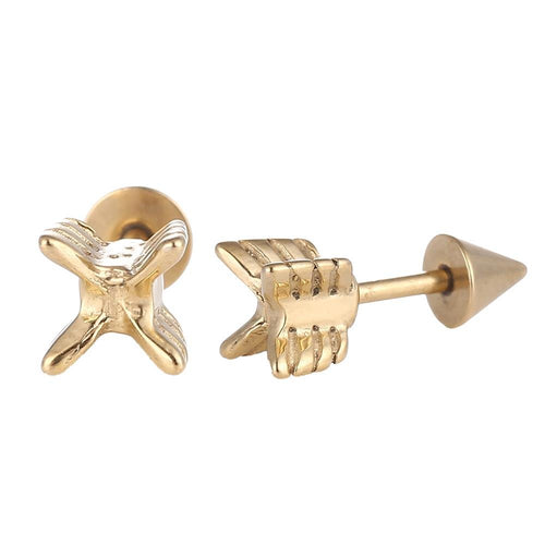 Fake Piercing Expander golden Pfeil Schaubverschluss Edelstahl - chic - net.de