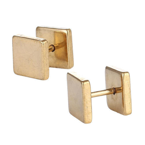 Fake Piercing Expander golden quadrate Schraubverschluss Edelstahl - chic - net.de