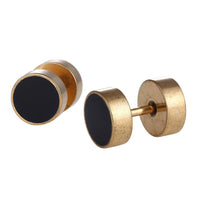 Load image into Gallery viewer, Fake Piercing Expander golden schwarze Seitenflächen Edelstahl Schraubverschluss - chic - net.de
