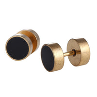 Load image into Gallery viewer, Fake Piercing Expander golden schwarze Seitenflächen Edelstahl Schraubverschluss - chic - net.de
