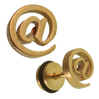 Cargar imagen en el visor de la galería, Fake Piercing Expander goldfarben @ Zeichen Schaubverschluss Edelstahl - chic - net.de
