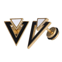 Load image into Gallery viewer, Fake Piercing Expander goldfarben Dreieck schwarz kleines weiß Schaubverschluss Edelstahl - chic - net.de
