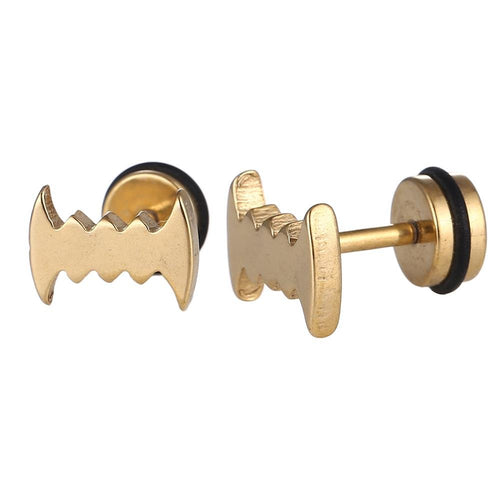 Fake Piercing Expander goldfarben Gebiss Vampier Zähne Schaubverschluss Edelstahl - chic - net.de
