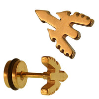 Cargar imagen en el visor de la galería, Fake Piercing Expander goldfarben Pfeil mit Flügeln Schaubverschluss Edelstahl - chic - net.de
