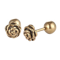 Load image into Gallery viewer, Fake Piercing Expander goldfarben Rosenblätter Schaubverschluss Edelstahl - chic - net.de
