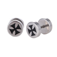 Load image into Gallery viewer, Fake Piercing Expander Kreuz silberfarben Schraubverschluss Edelstahl - chic - net.de
