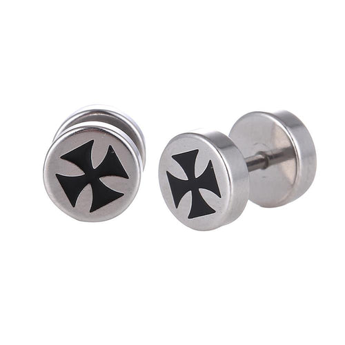 Fake Piercing Expander Kreuz silberfarben Schraubverschluss Edelstahl - chic - net.de