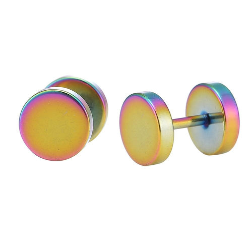 Fake Piercing Expander Regenbogenfarben Ø 8 mm Edelstahl Schraubverschluss - chic - net.de