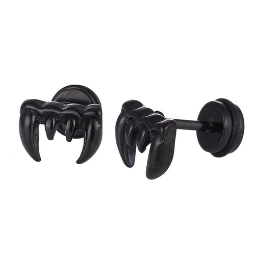 Fake Piercing Expander schwarz Gebiss Vampier Zähne Schaubverschluss Edelstahl - chic - net.de