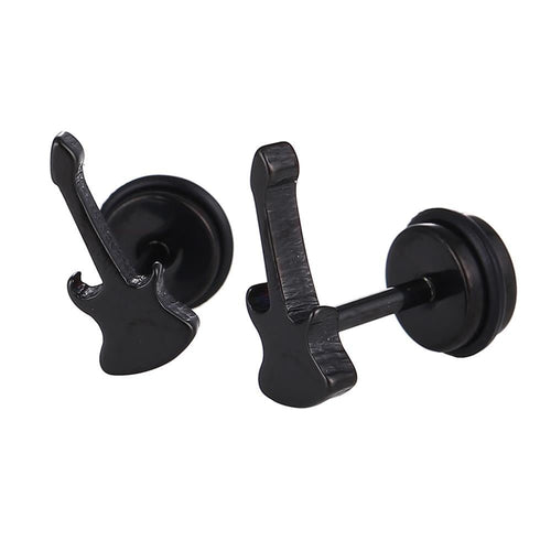 Fake Piercing Expander schwarz Gitarre Schaubverschluss Edelstahl - chic - net.de