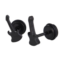 Cargar imagen en el visor de la galería, Fake Piercing Expander schwarz Gitarre Schaubverschluss Edelstahl - chic - net.de
