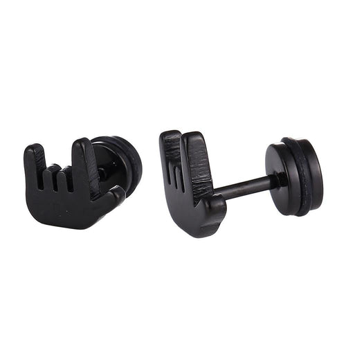 Fake Piercing Expander schwarz Hand Finger Schaubverschluss Edelstahl - chic - net.de