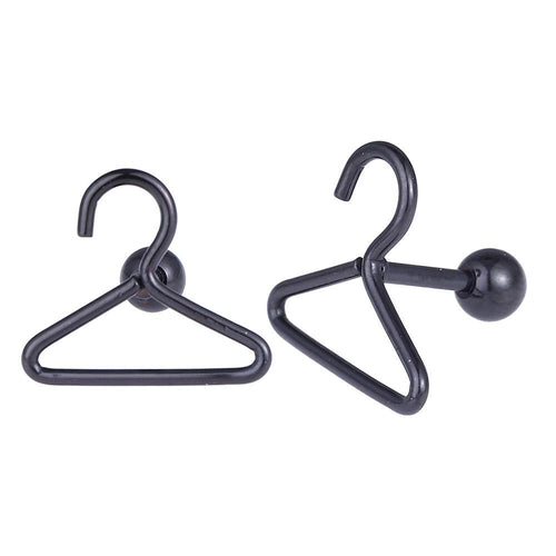 Fake Piercing Expander schwarz Kleiderbügel Schaubverschluss Edelstahl - chic - net.de