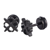 Load image into Gallery viewer, Fake Piercing Expander schwarz Kreis Schwertlilie Schraubverschluss Edelstahl - chic - net.de
